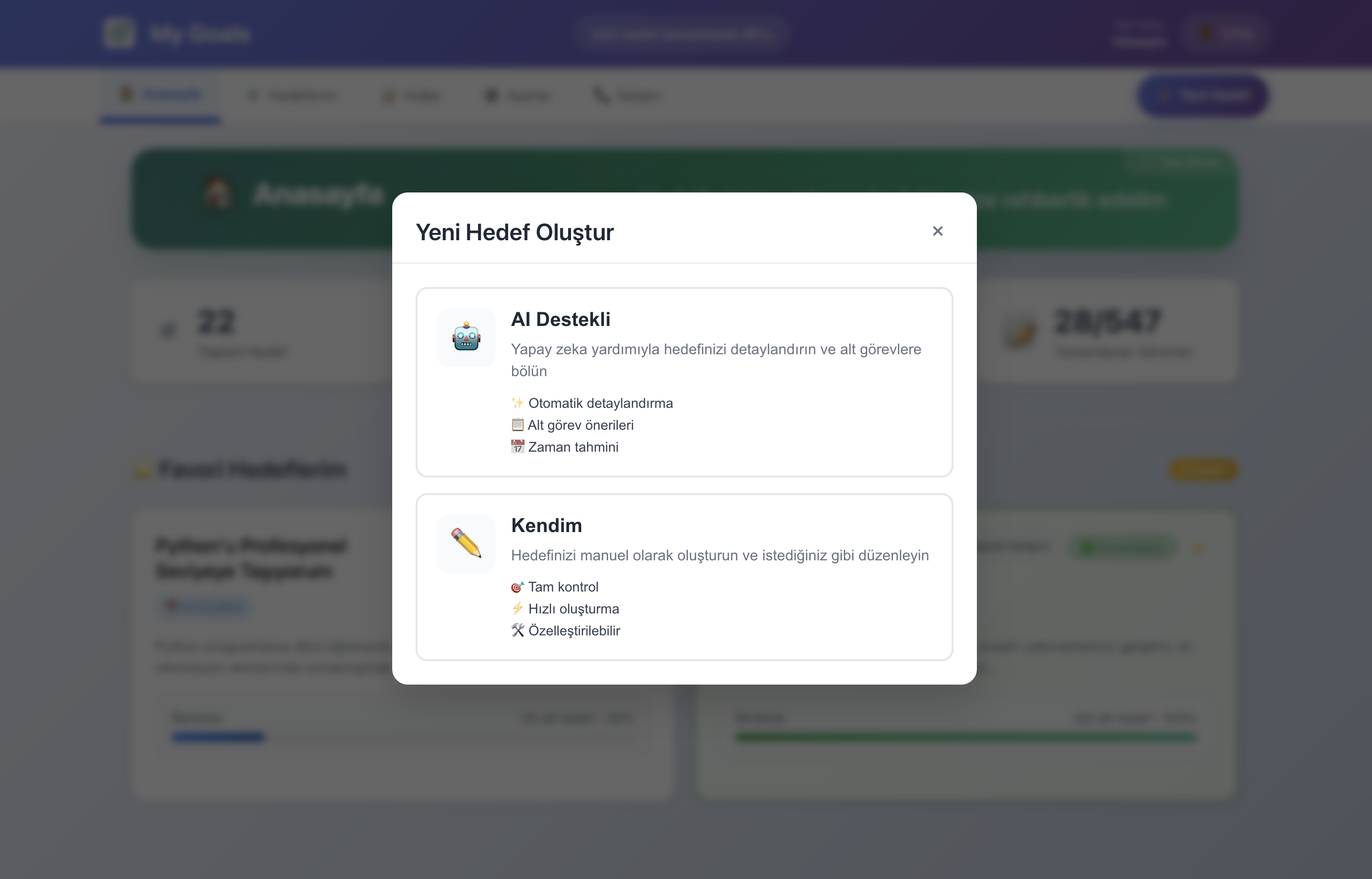Yeni Hedef Oluşturma